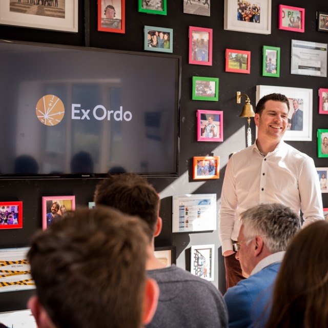 Paul Killoran giving a presentation to the Ex Ordo team